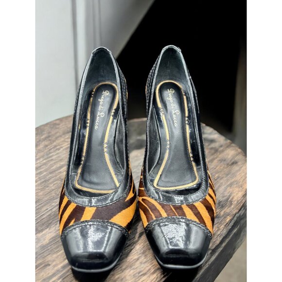 Vintage Diego di Lucca Women's Size 6.5 Calf Hair Tiger Print Square Toe Pumps - Picture 2 of 11